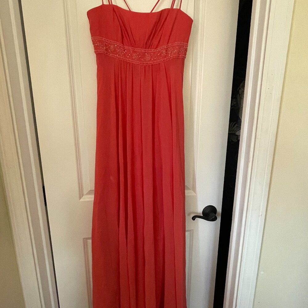 Coral colored gown from David's Bridal
